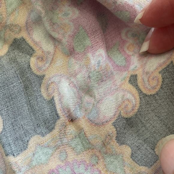 HAUTE HIPPIE Medallion black Pink Wrap Long Sleeve Top sz M - Picture 7 of 8